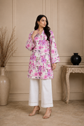 2 Piece Doria Lawn Floral Printed Suit – White & Pink | Premium Summer Collection