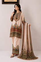 Peach Floral Printed 3 Piece Lawn Suit | Women’s Lawn Collection