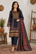 Black Printed 3 Piece Suit with Multicolor Dupatta