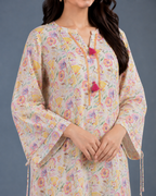 2 Piece Doria Lawn Floral Printed Suit – Cream | Summer Casual Women's Dress