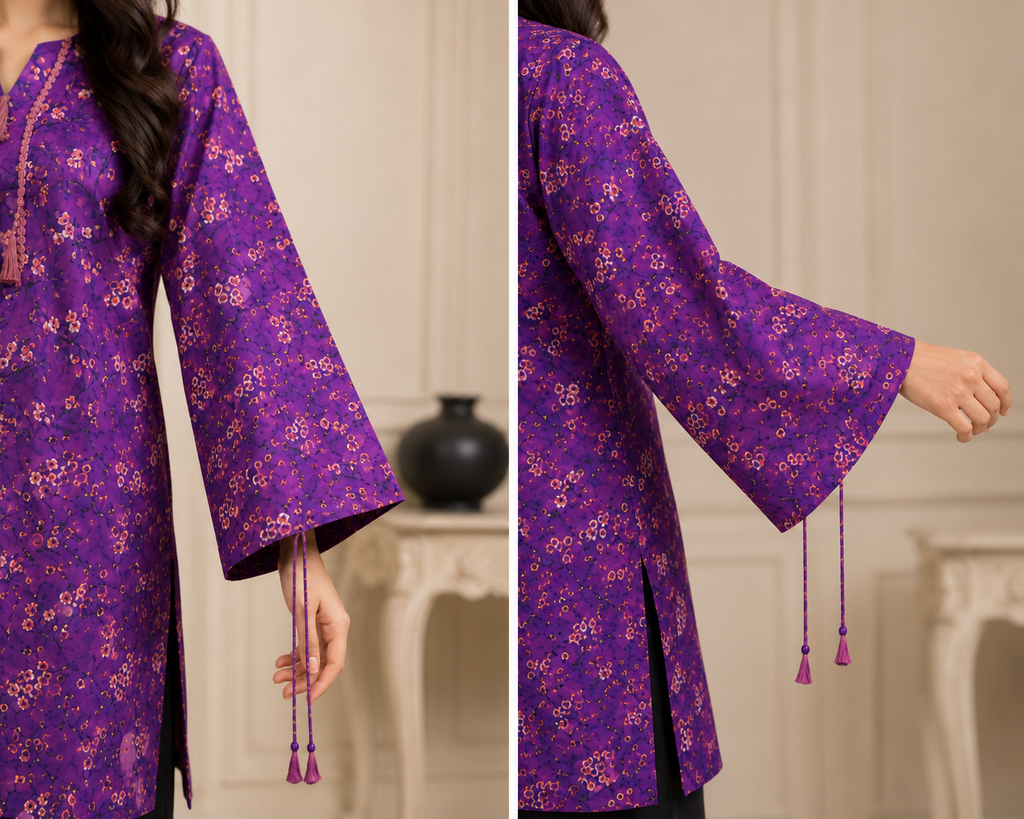 2 Piece Doria Lawn Floral Printed Suit – Purple | Women's Summer Casual Dress | Zurra Studio