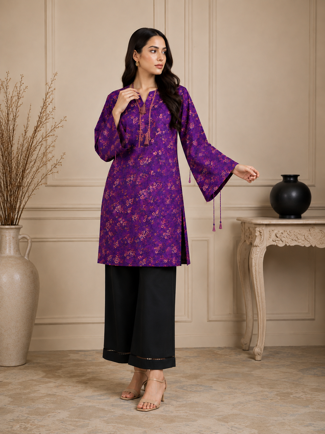 2 Piece Doria Lawn Floral Printed Suit – Purple | Women's Summer Casual Dress | Zurra Studio