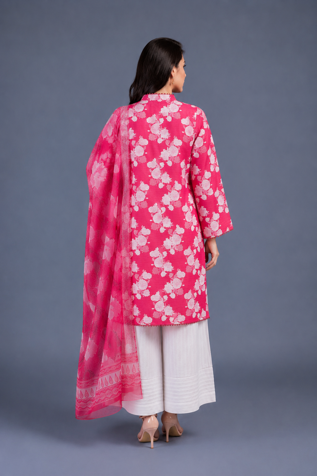 Pink Floral Doria Lawn 2 Piece Suit for Women – Summer Printed Lawn Dress