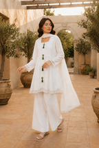 White Embroidered 3 Piece Lawn Suit with Dupatta | Ivory Grace – Zurra Studio