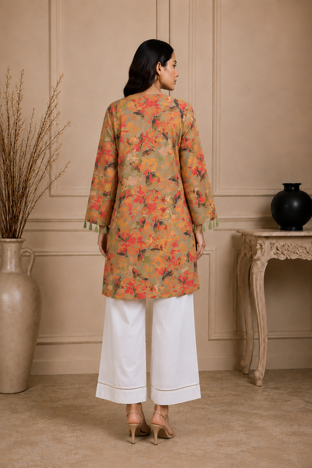 Autumn Bloom Printed Doria Lawn 2 Piece Suit for Women – Beige Multi Floral