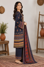 Black Printed 3 Piece Suit with Multicolor Dupatta