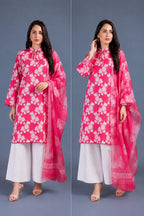 Pink Floral Doria Lawn 2 Piece Suit for Women – Summer Printed Lawn Dress