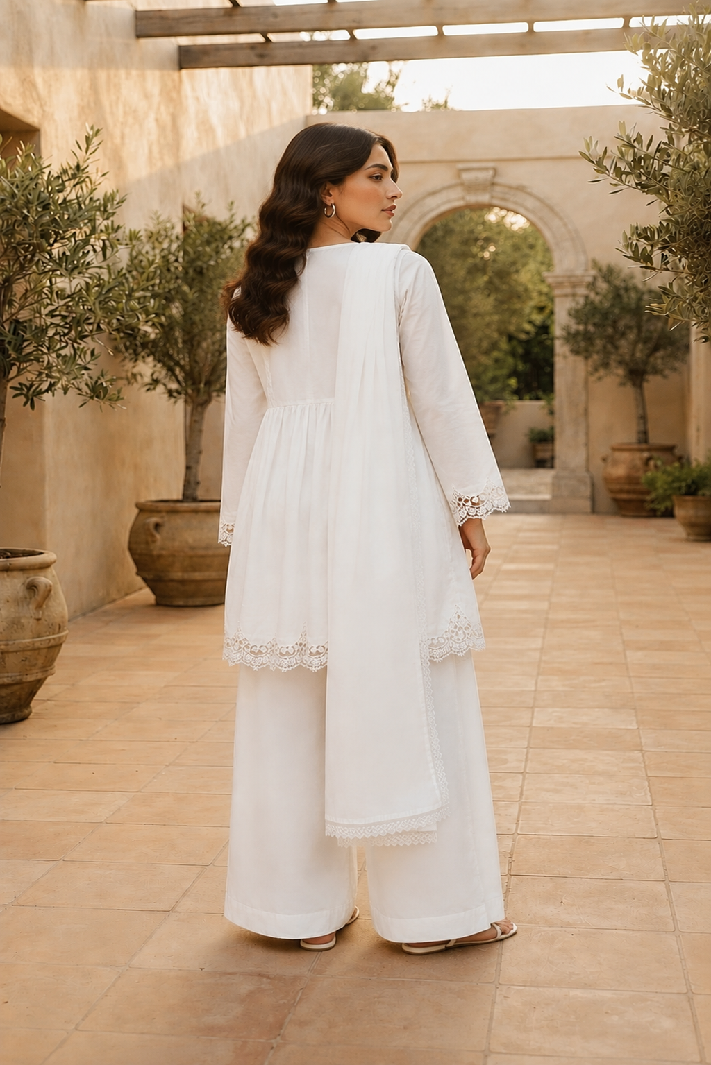 White Embroidered 3 Piece Lawn Suit with Dupatta | Ivory Grace – Zurra Studio