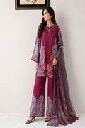 Maroon Printed 3 Piece soft doria Suit with Printed Dupatta